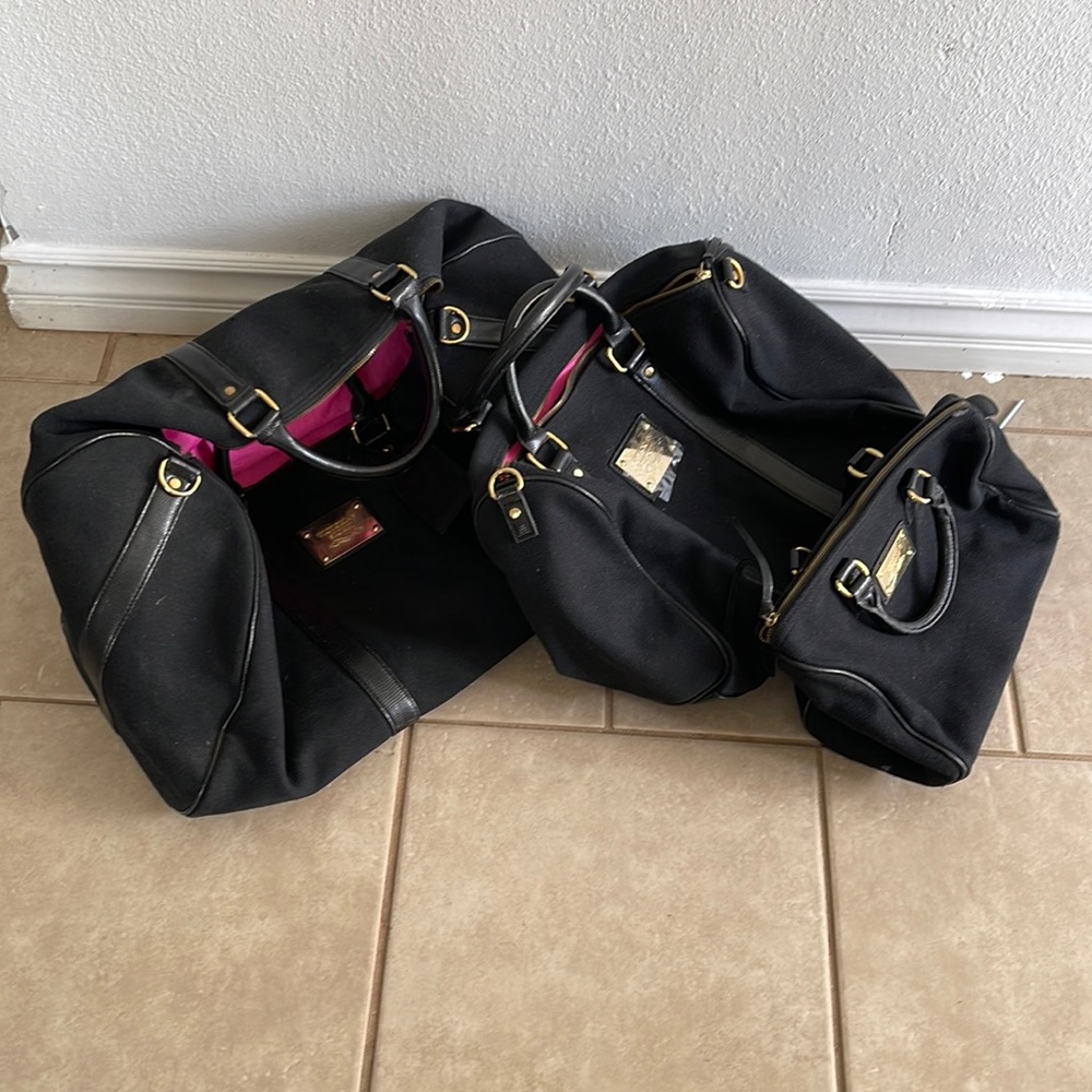 Victoria Secret set luggage vintage black/pink travel bags - Picture 2 of 11